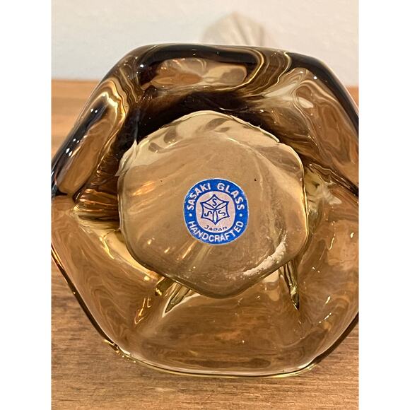 Vtg Sasaki Glass Gray Swirl Bud Vase 8” Handcrafted Japan Mid Century Modern - Picture 7 of 10